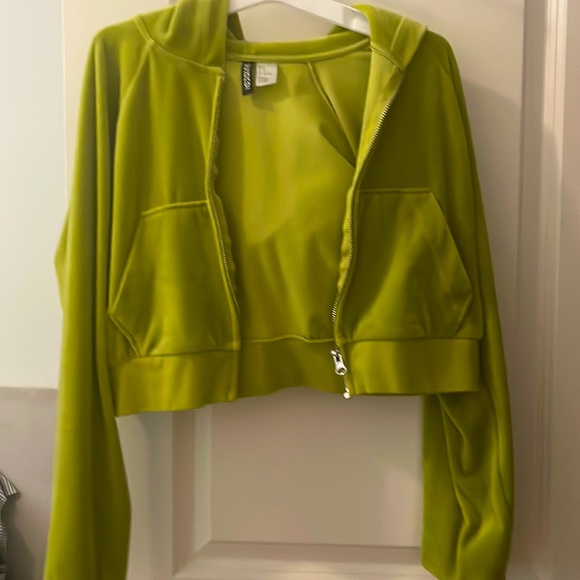 Cropped y2k zip up juicy couture soft green small hoodie H&M h&m - Picture 1 of 1